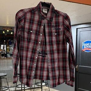 Harley-Davidson Men's Black and Red Plaid Shirt